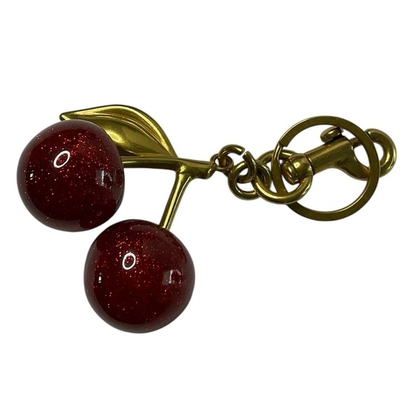 Resin Cherry Bag Charm with Gold Accents - Picture 4 of 5